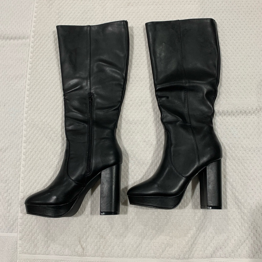 SHOEDAZZLE Elegant Black Knee-High Women's Boots